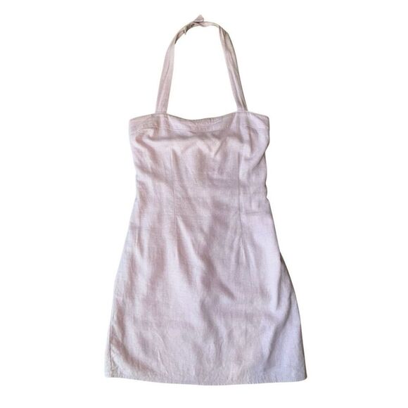 Abercrombie & Fitch Pink Linen Blend Halter Top Mini Dress Size S - Picture 4 of 12